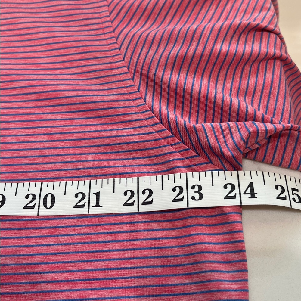 Footjoy pink & blue striped short sleeve golf shirt - Picture 4 of 5